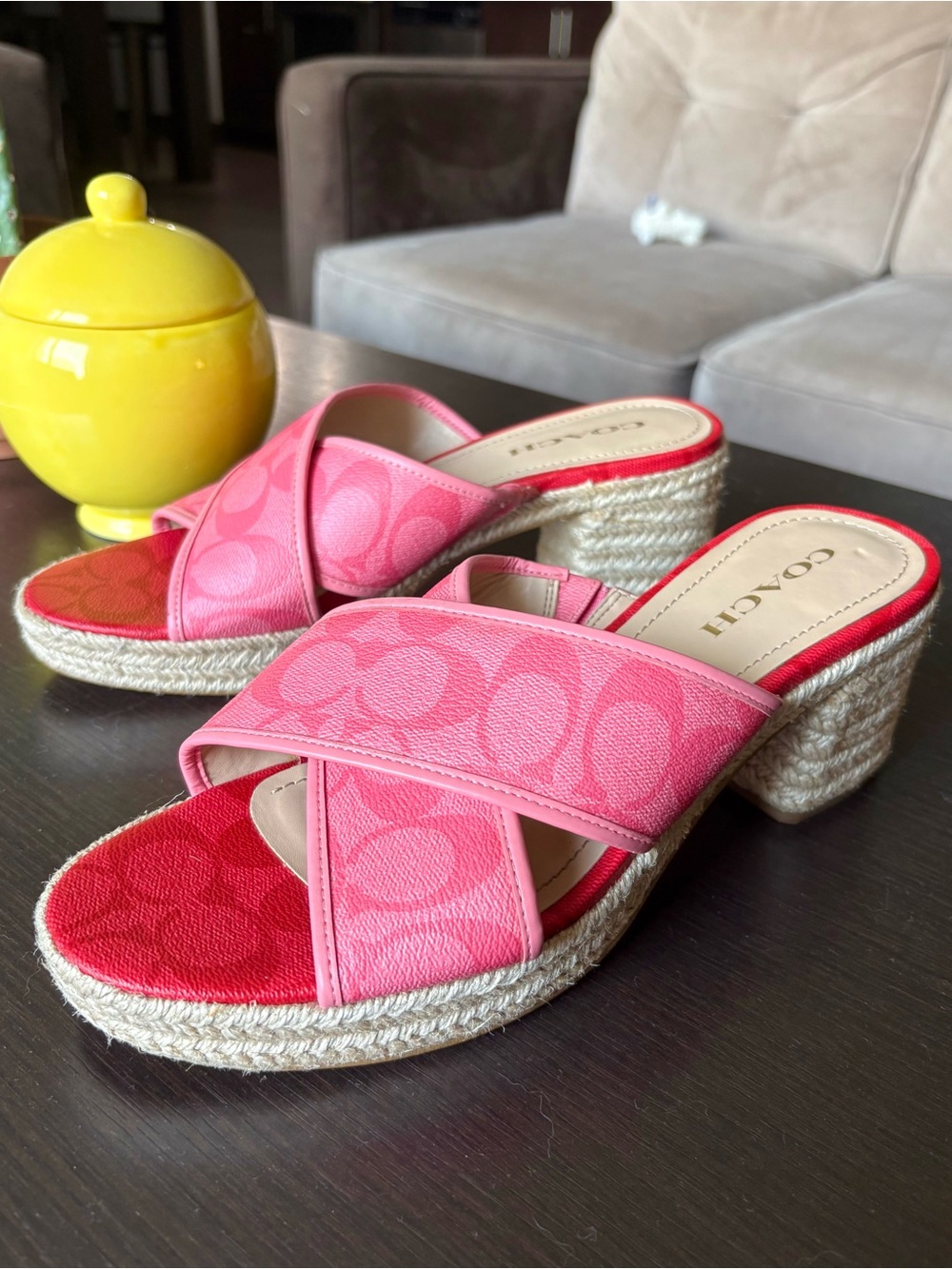 Coach Y2K 2000’s Pink Crisscross Espadrille Slide Sandals - Picture 6 of 11